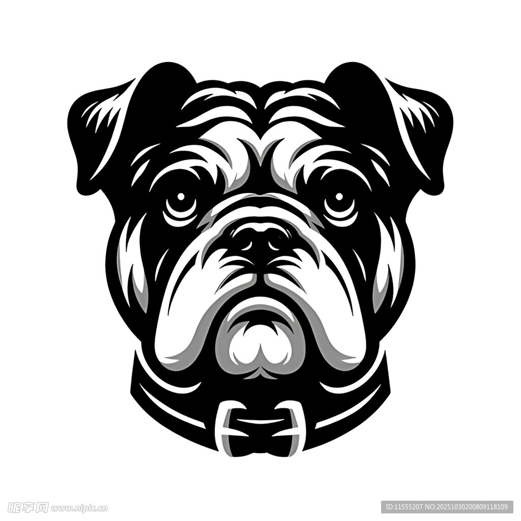 黑白斗牛犬头像