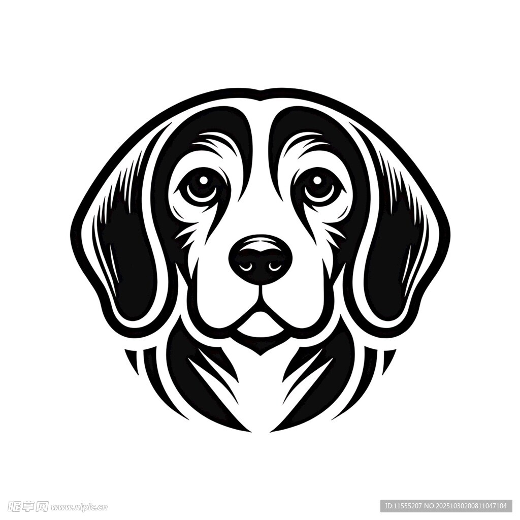 简约黑白猎犬头像标志
