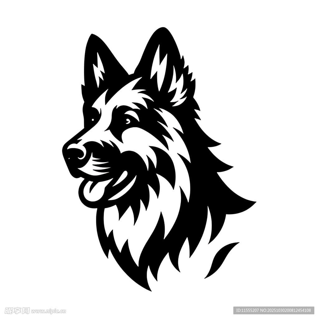 德国牧羊犬头像图案设计