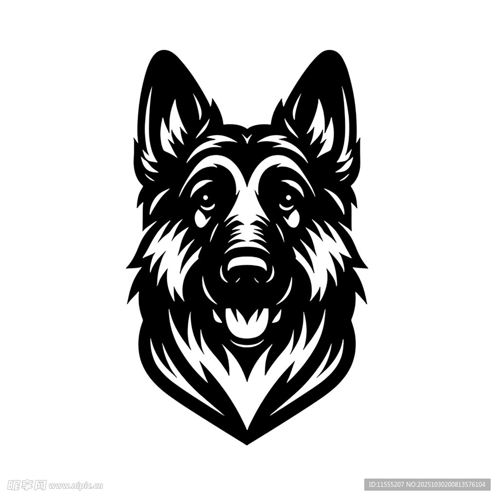 德国牧羊犬头像图案设计