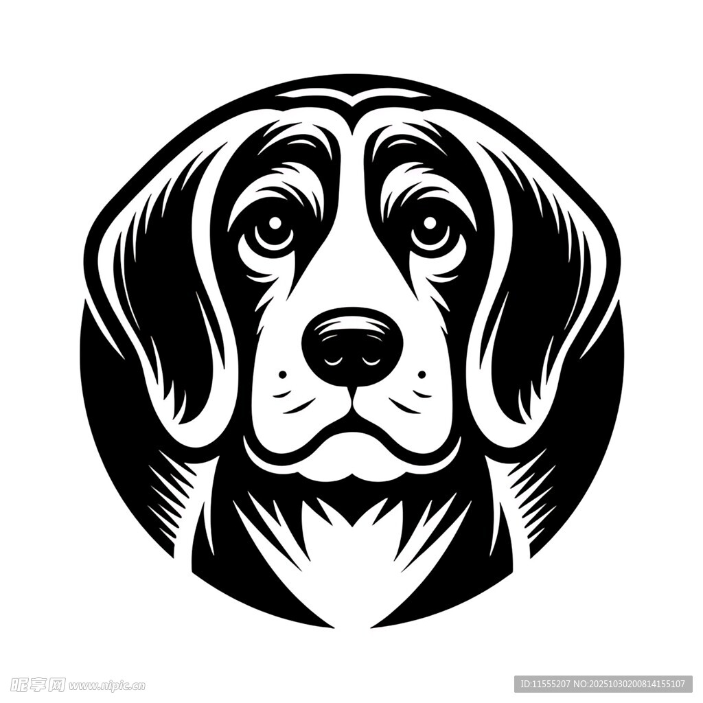 黑白狗头图标设计