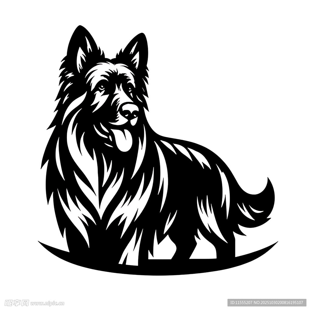 站立的长毛犬图案