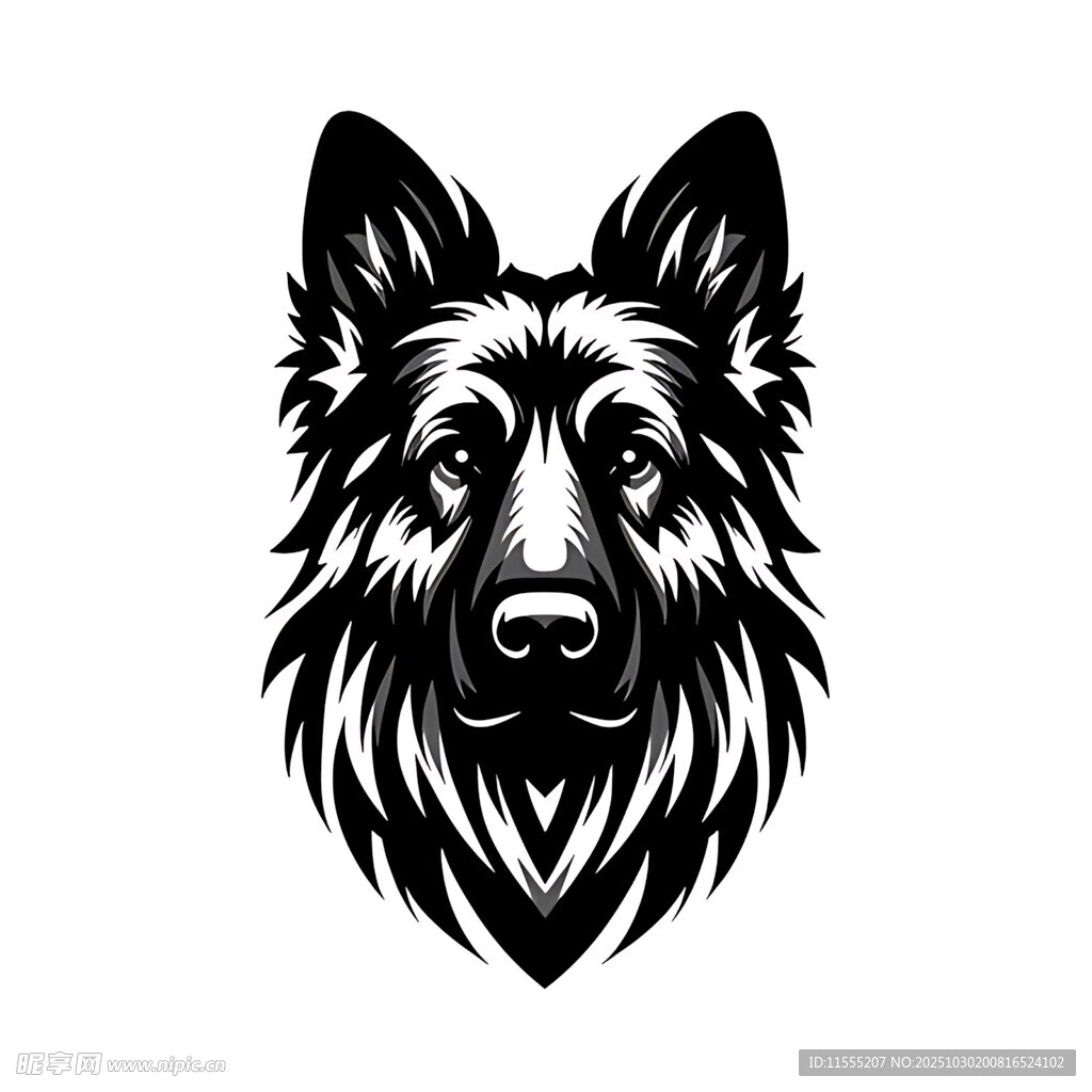 黑白色德国牧羊犬头像