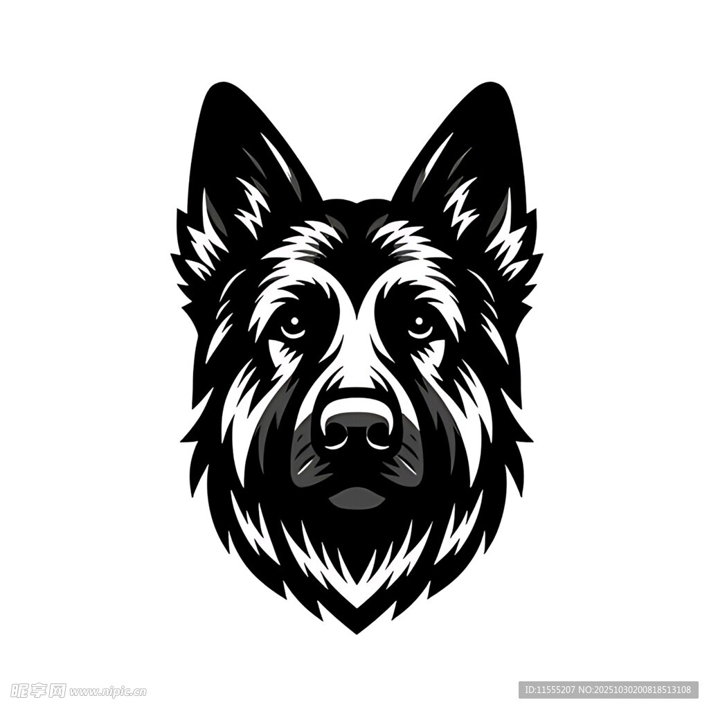 德国牧羊犬头像设计