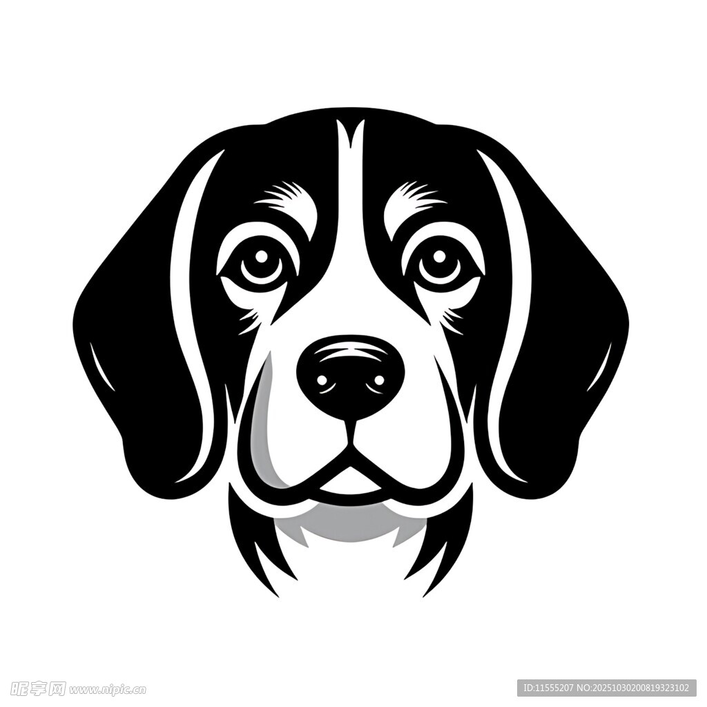 简约黑白猎犬头像设计