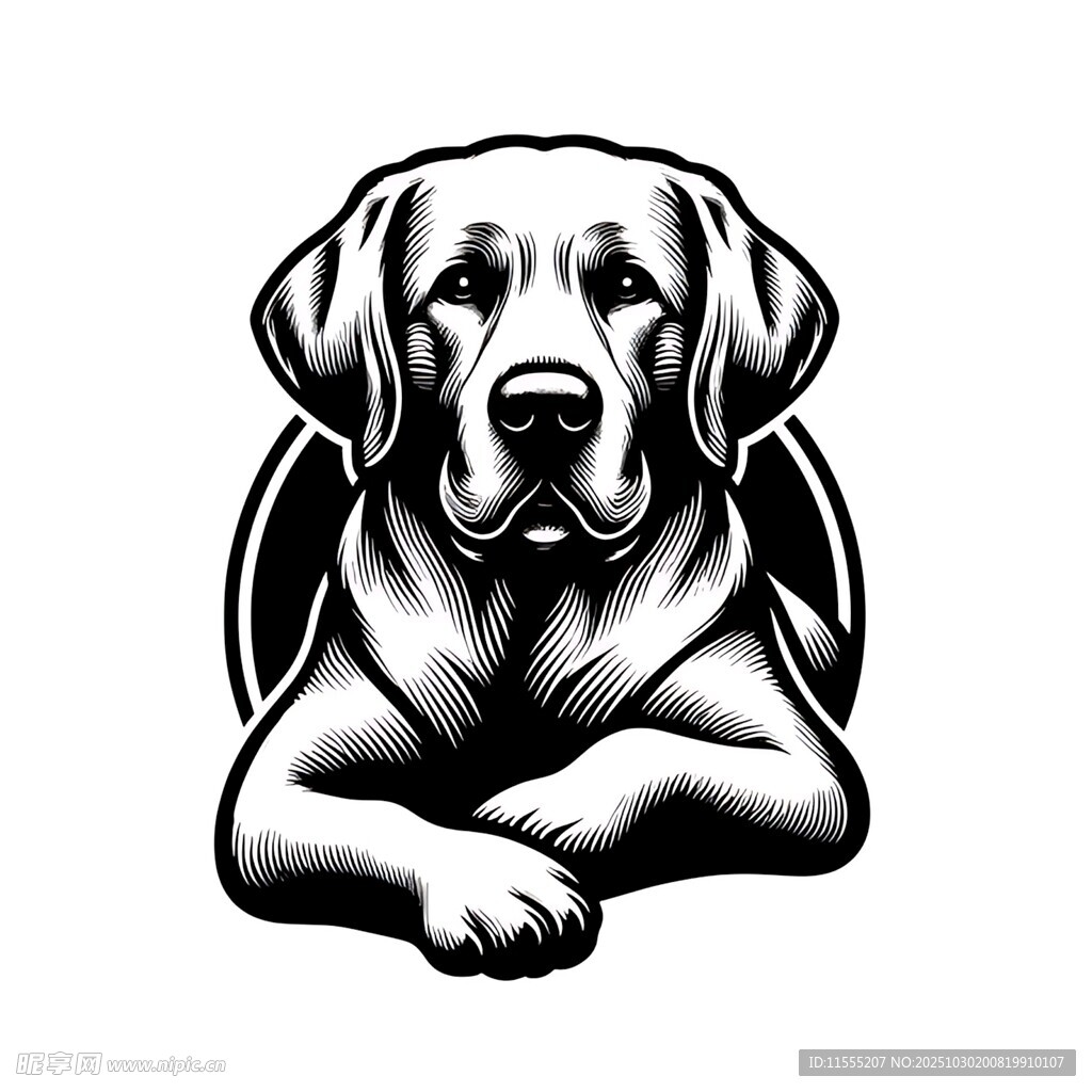 趴着的拉布拉多犬图案