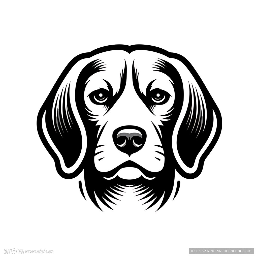 简约风格猎犬头像图案