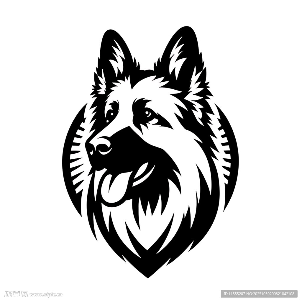 德国牧羊犬头像图案