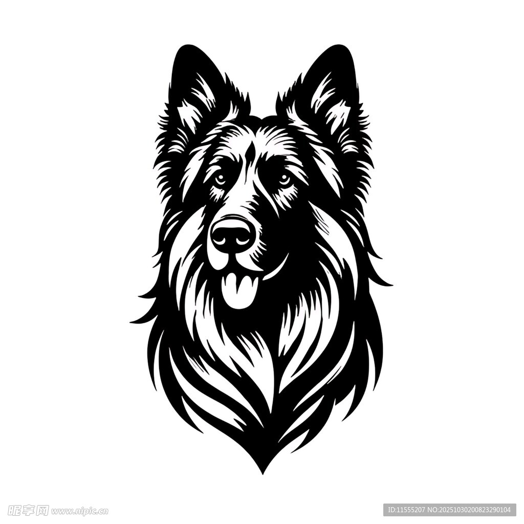 苏格兰牧羊犬黑白头像