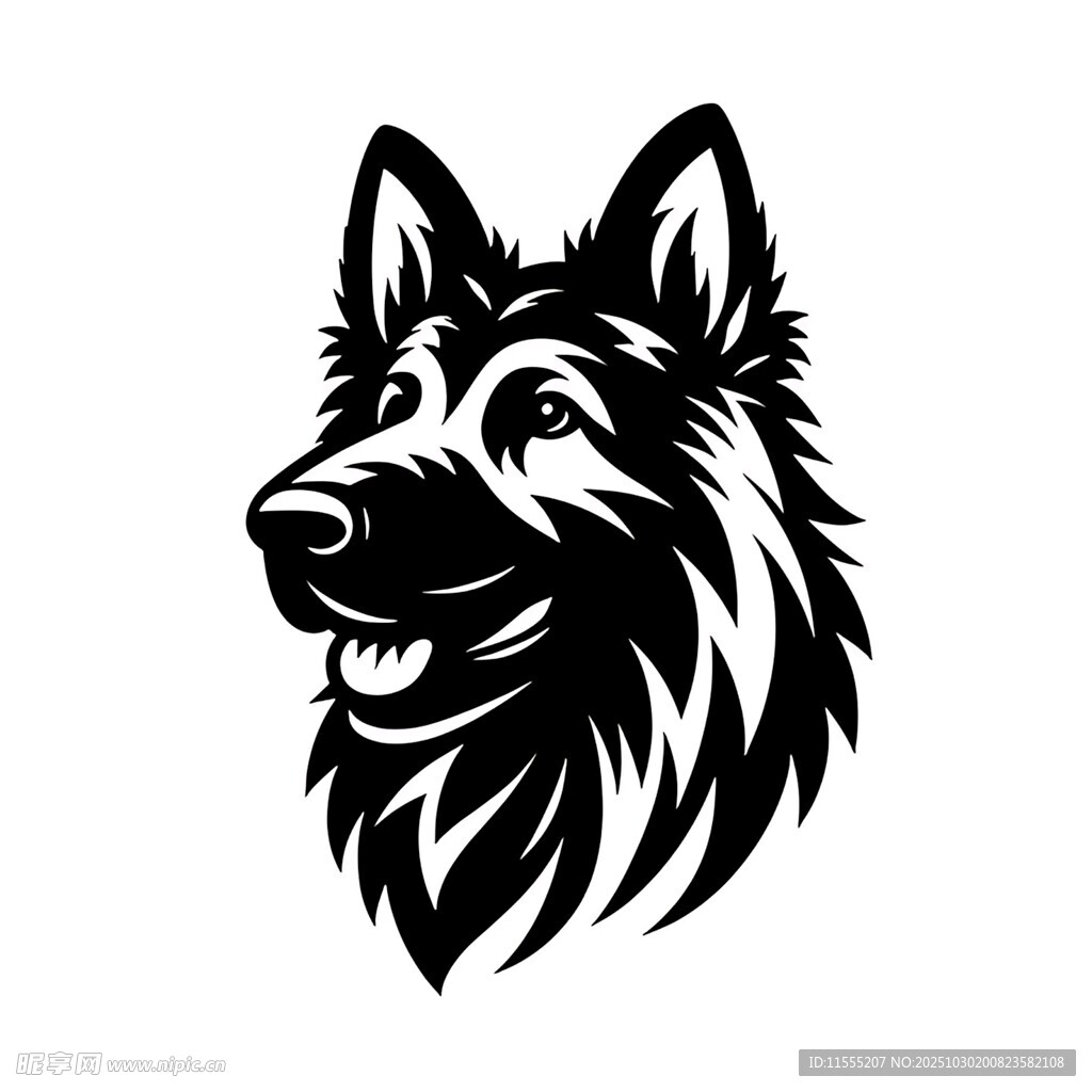 黑白色德国牧羊犬头像