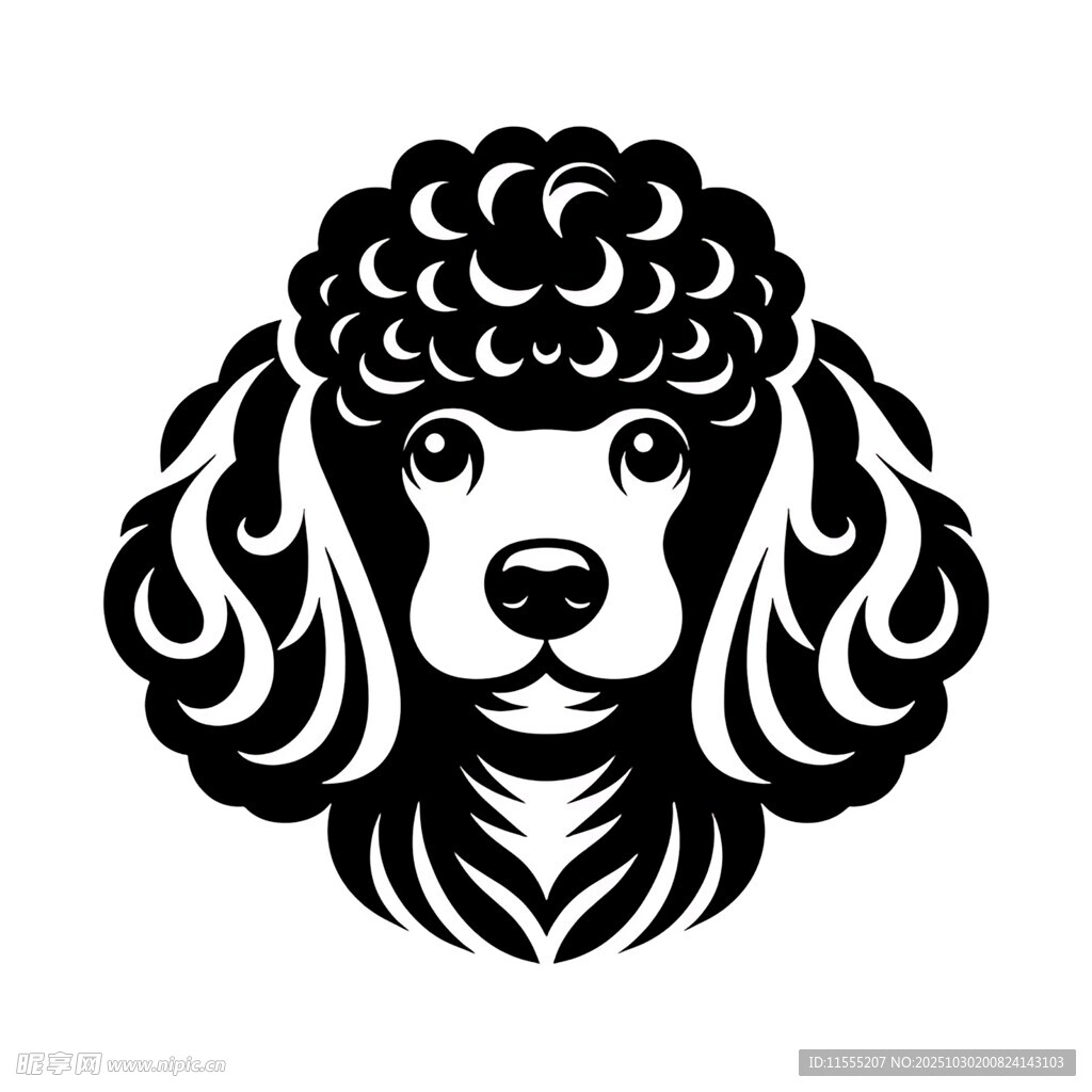 贵宾犬黑白简约头像