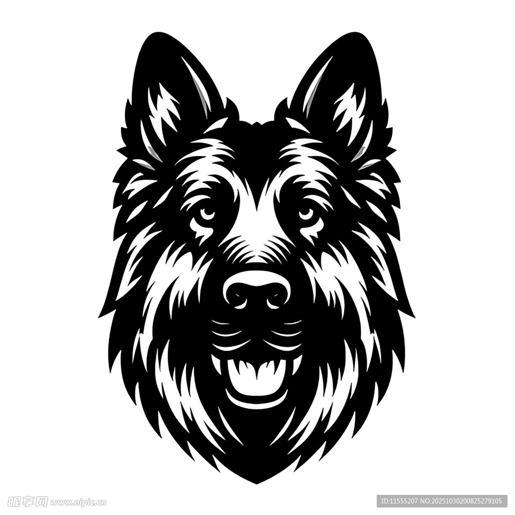 德国牧羊犬头像图案设计