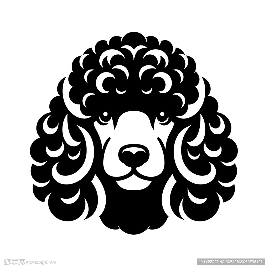 贵宾犬黑白简约头像