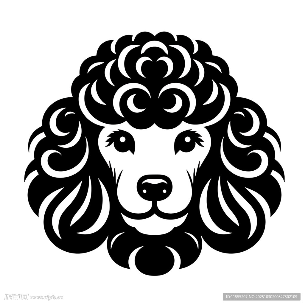 贵宾犬黑白简约头像