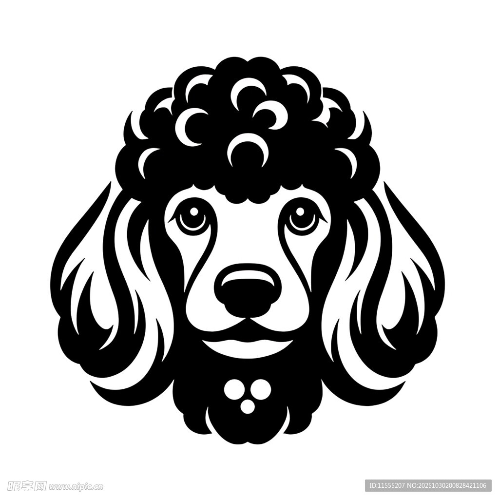 贵宾犬黑白简约头像