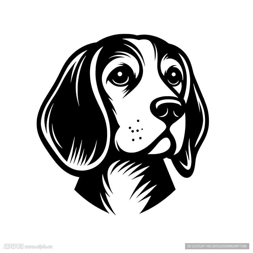 猎犬头像黑白简约图案