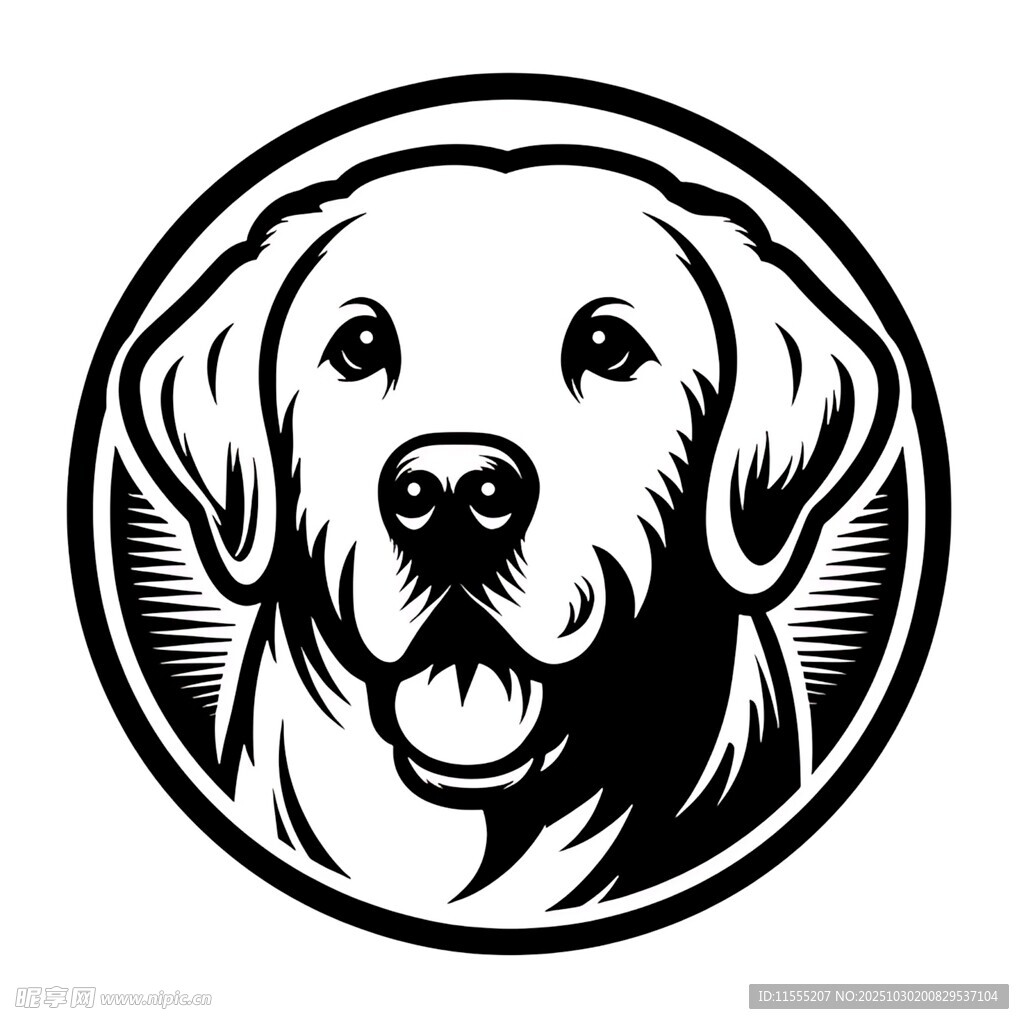 拉布拉多犬黑白简约图标