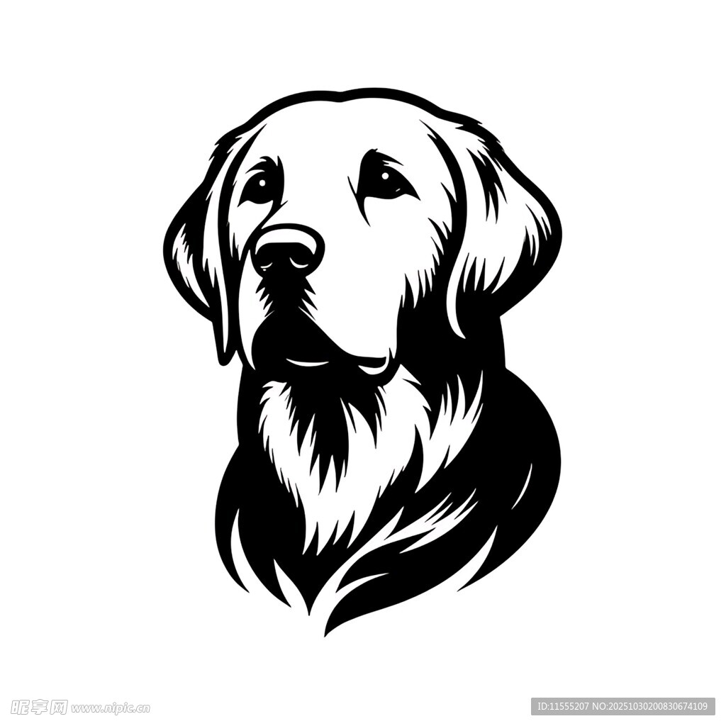 金毛犬黑白头像图案