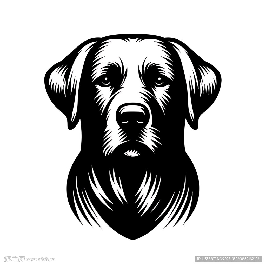 简约黑白拉布拉多犬头像