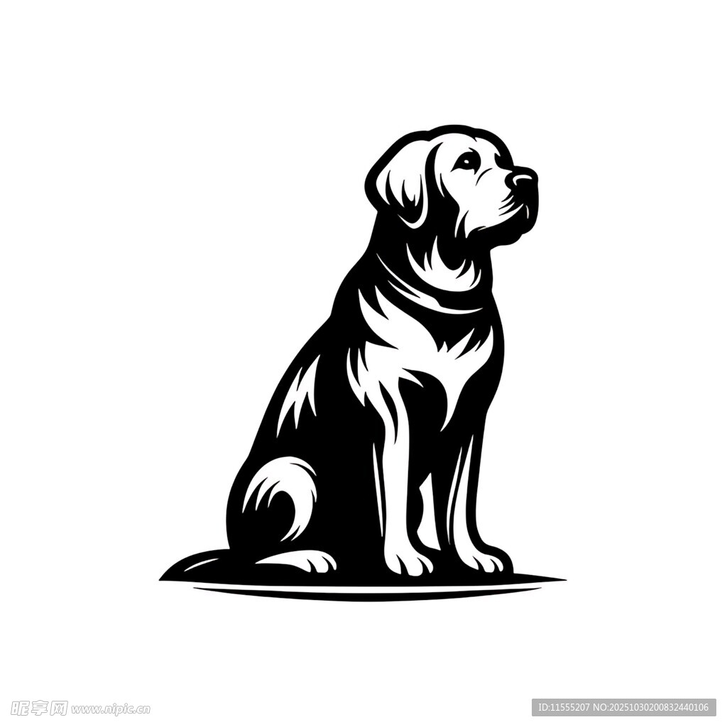 坐立的简约风格狗狗图案