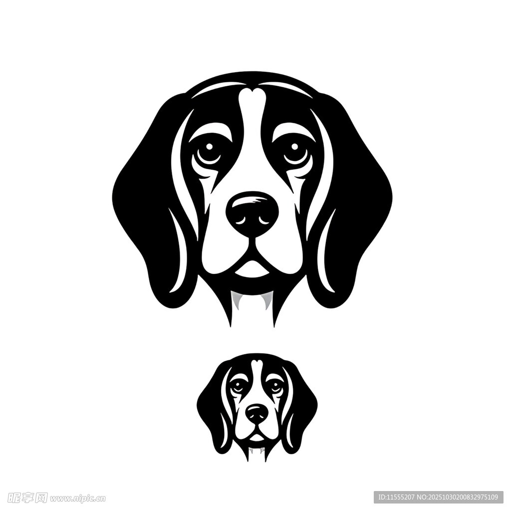 简约猎犬头像图案设计