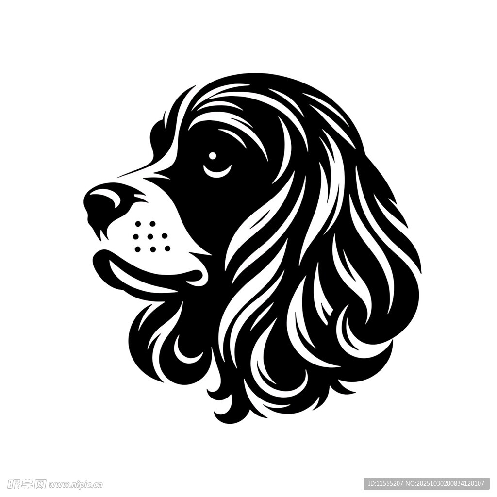 卷毛猎犬黑白简约头像