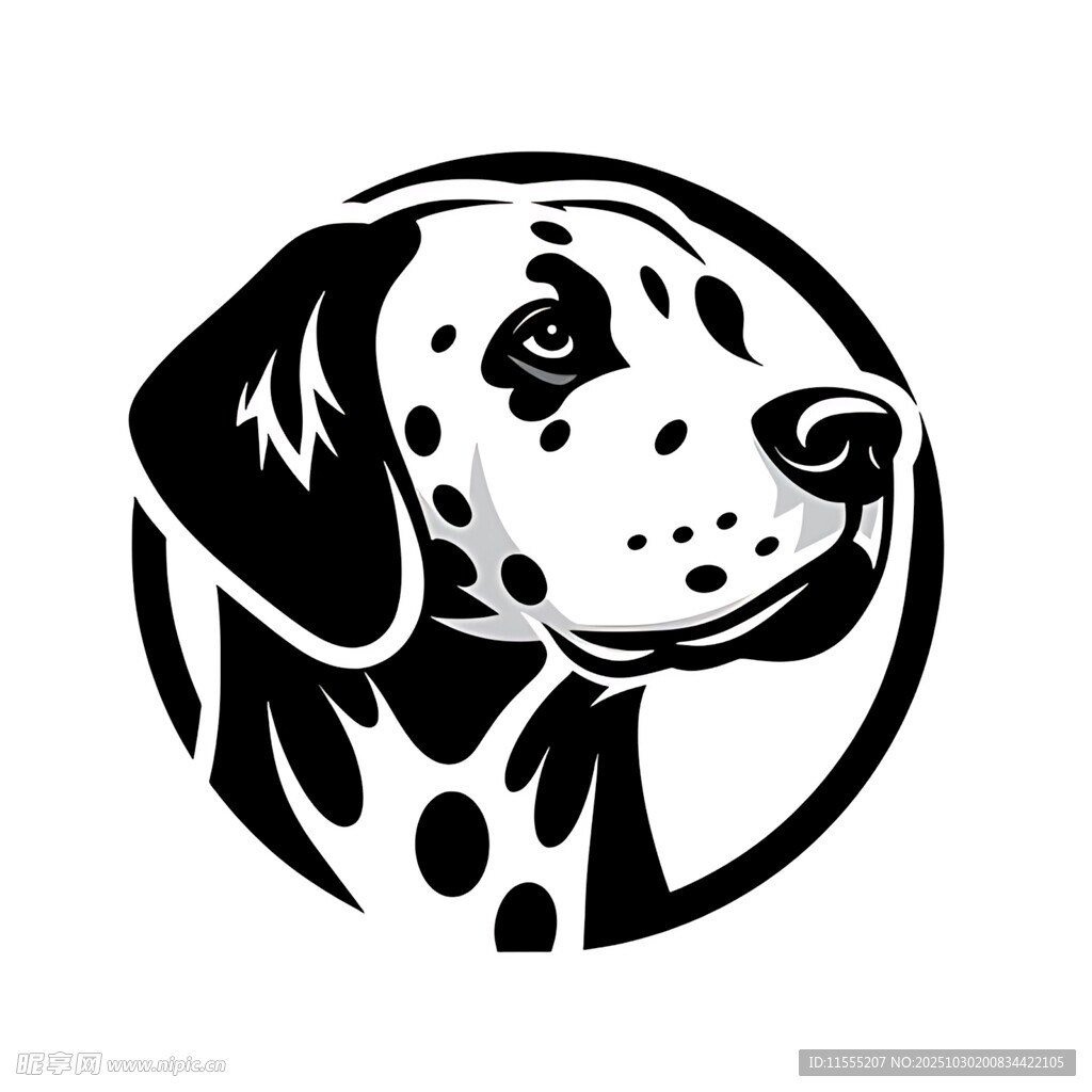 斑点狗简约黑白标志图案