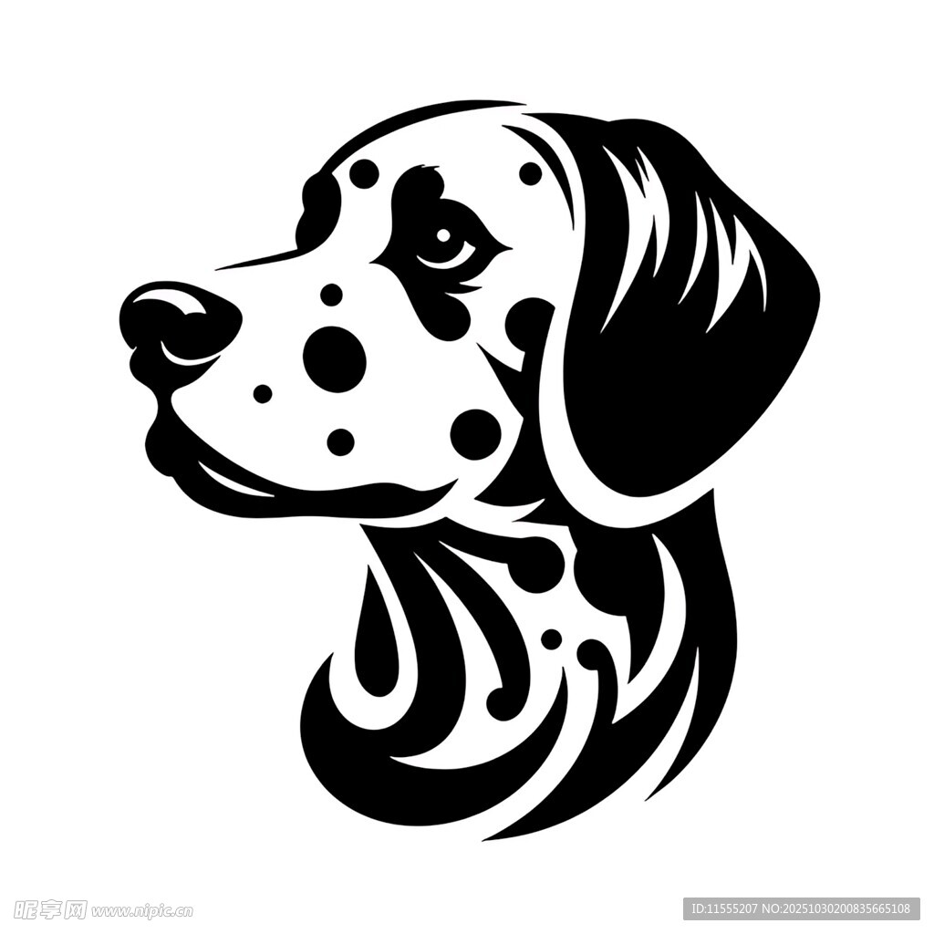 斑点狗头像图案设计