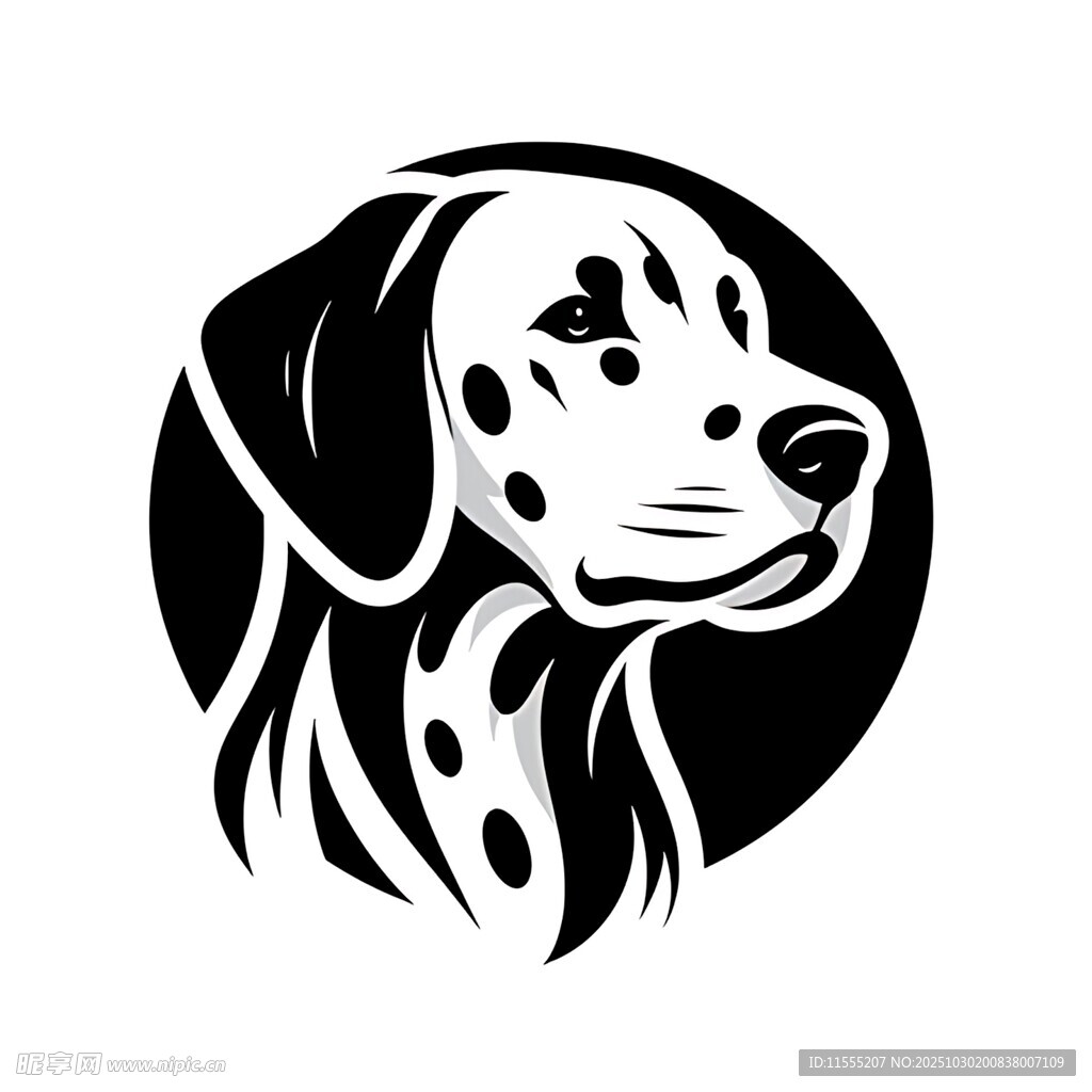 斑点狗简约黑白标志图案