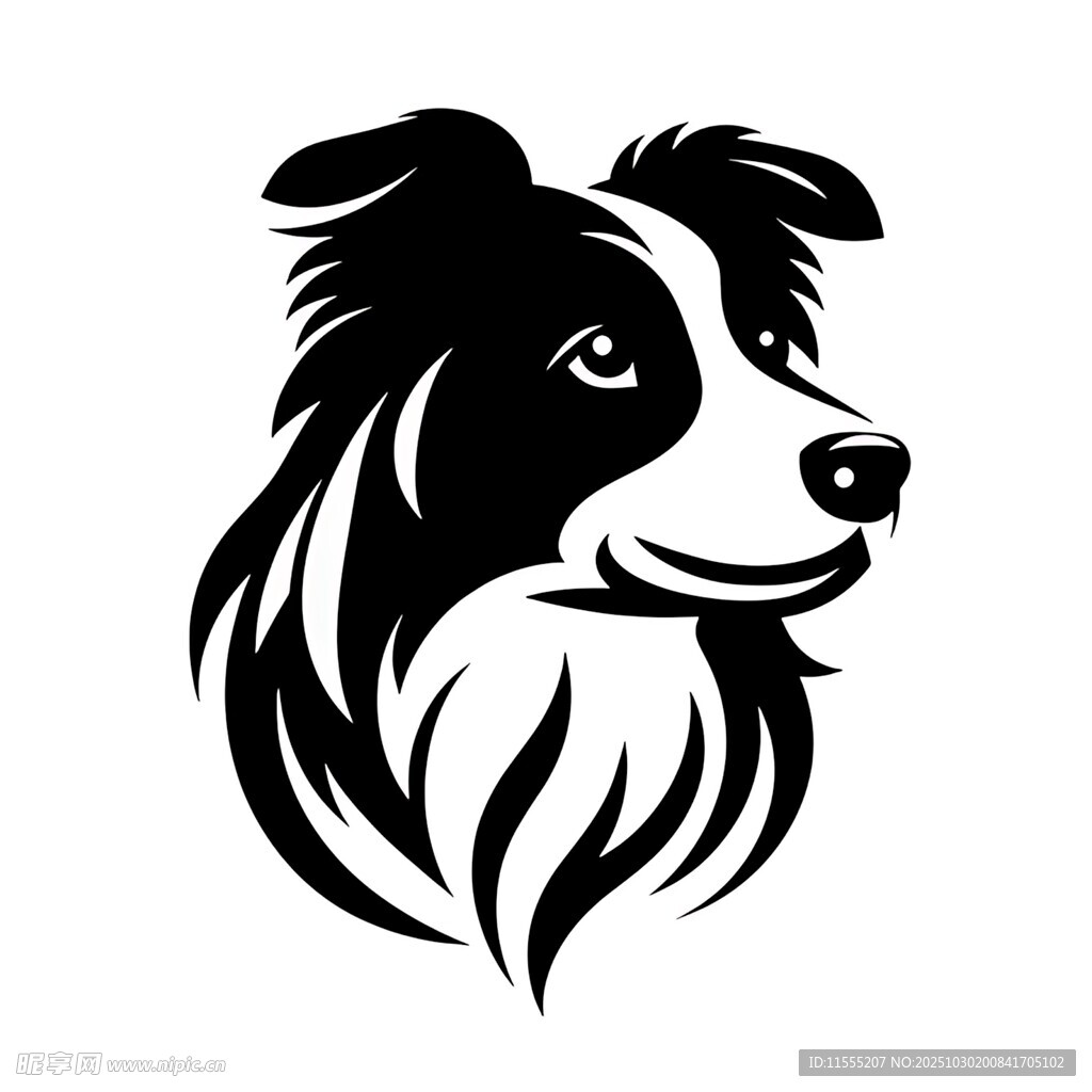 边境牧羊犬头像剪影