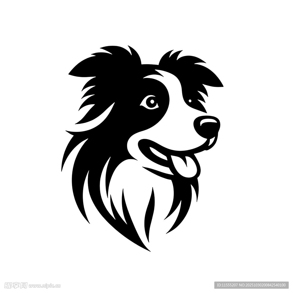 黑白边牧头像设计