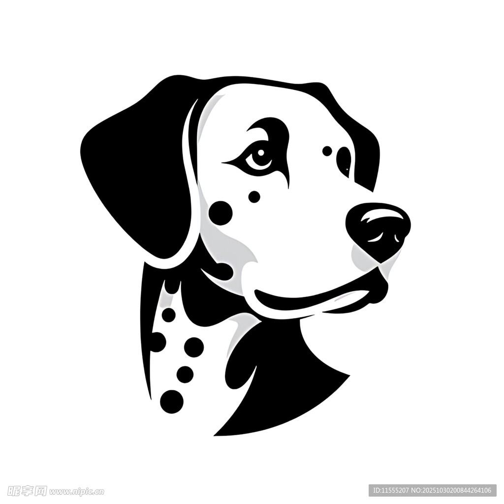 斑点狗黑白简约头像