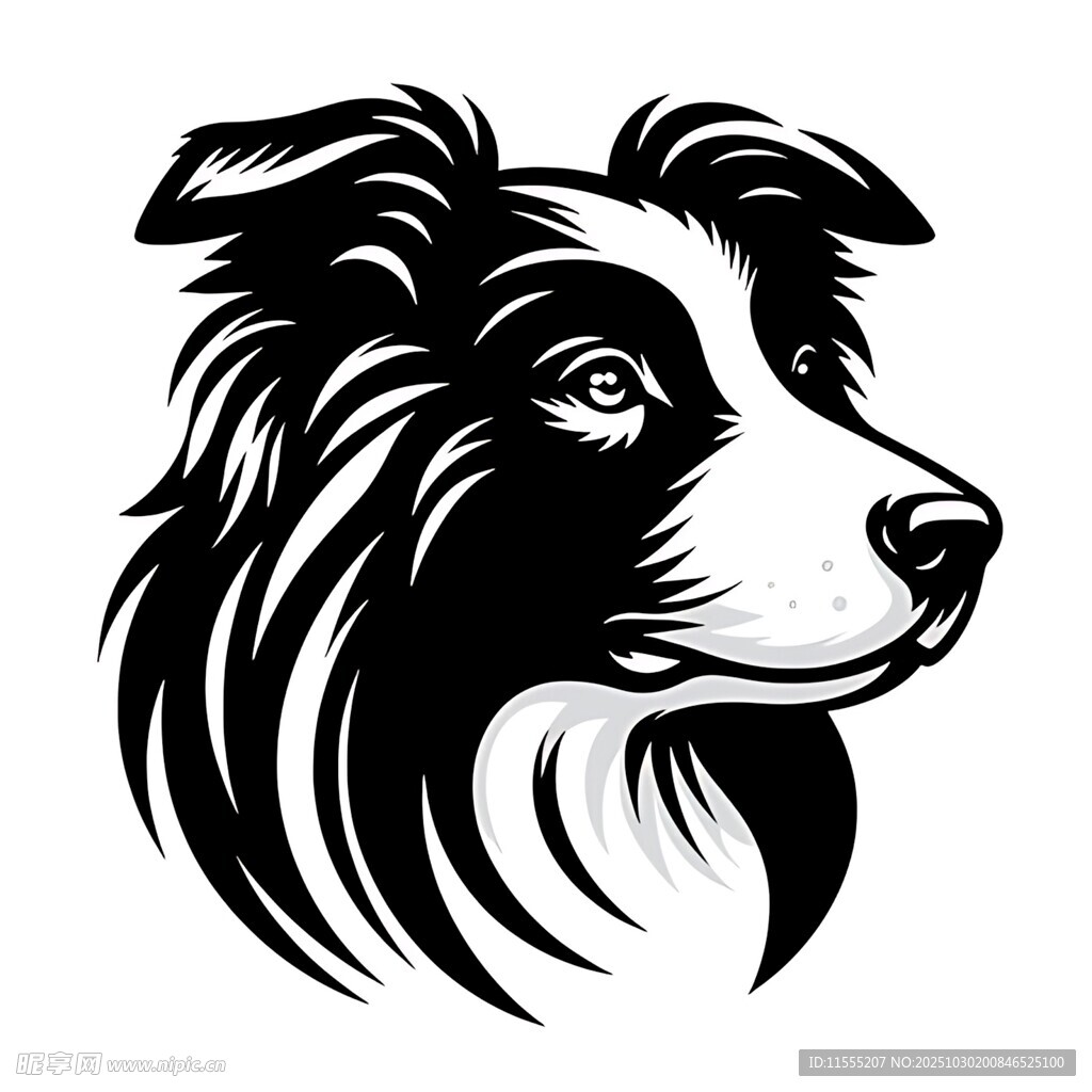 边境牧羊犬头像剪影