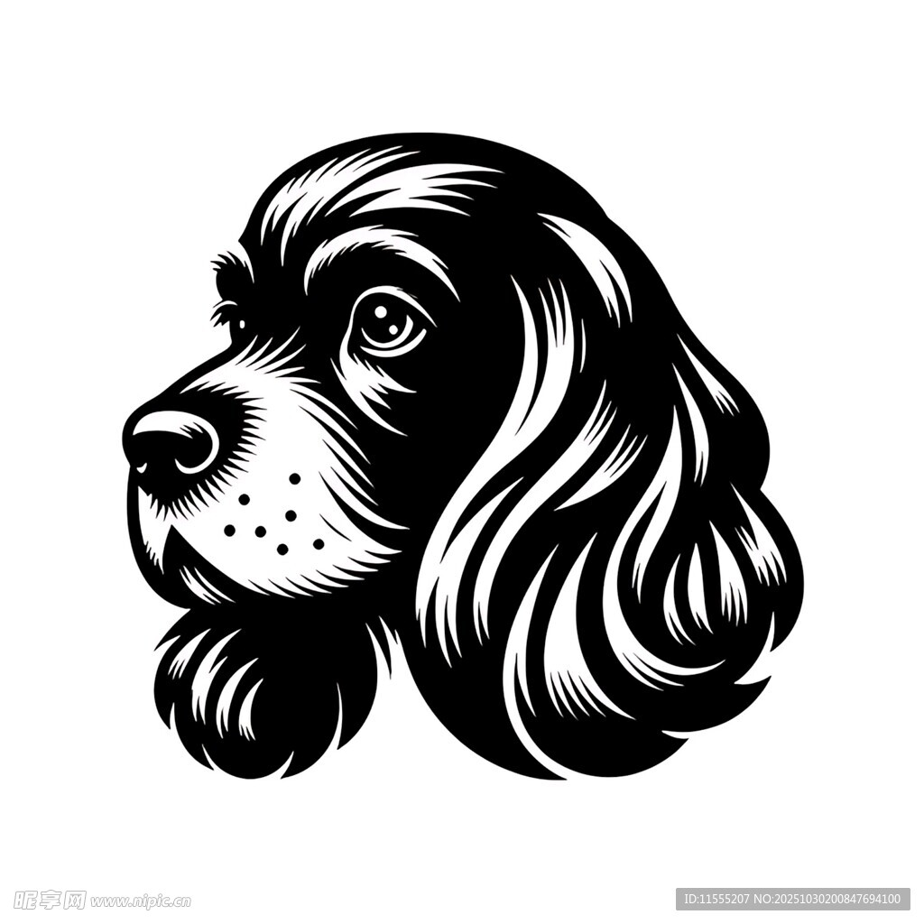 复古风格猎犬头像插画