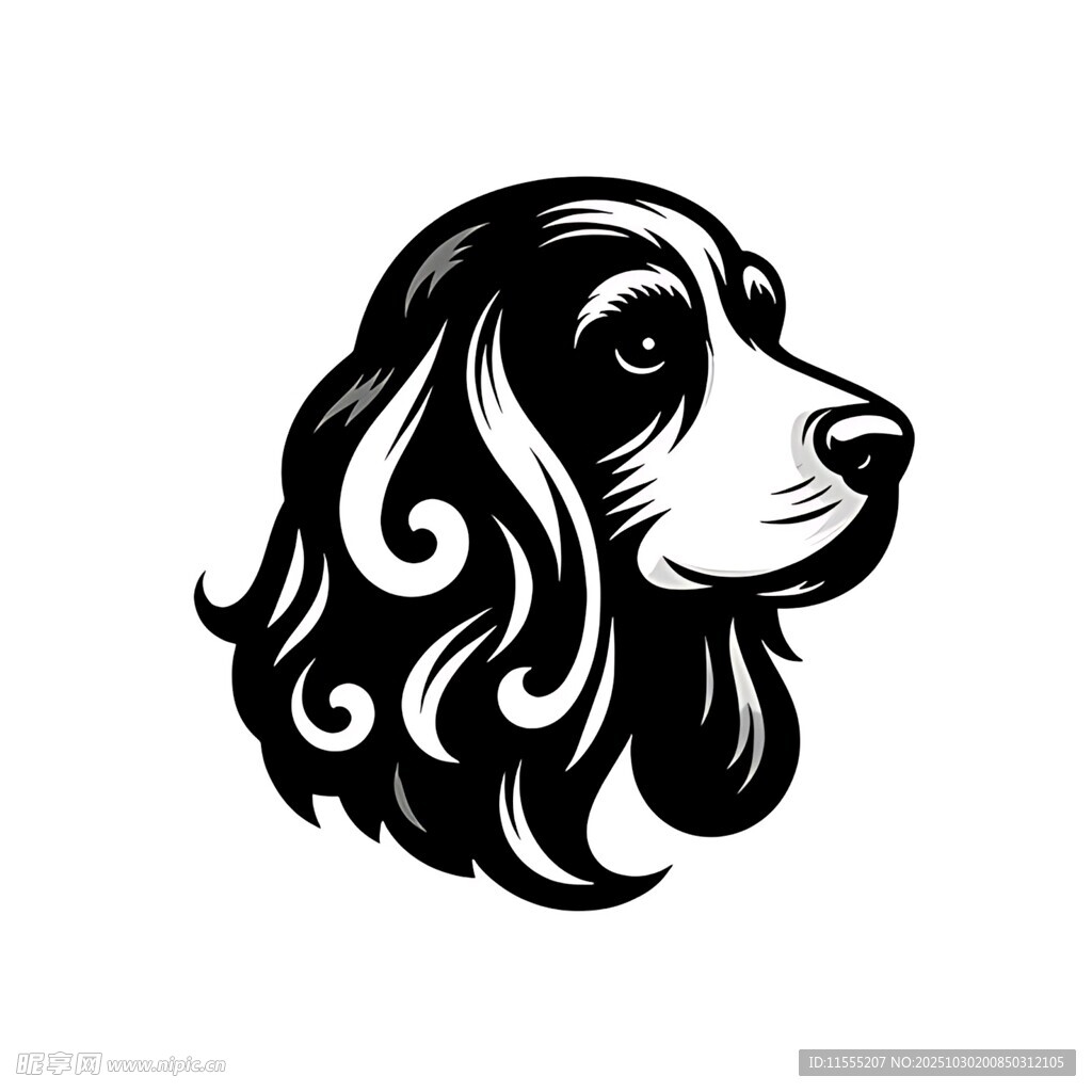 黑白卷毛犬头像