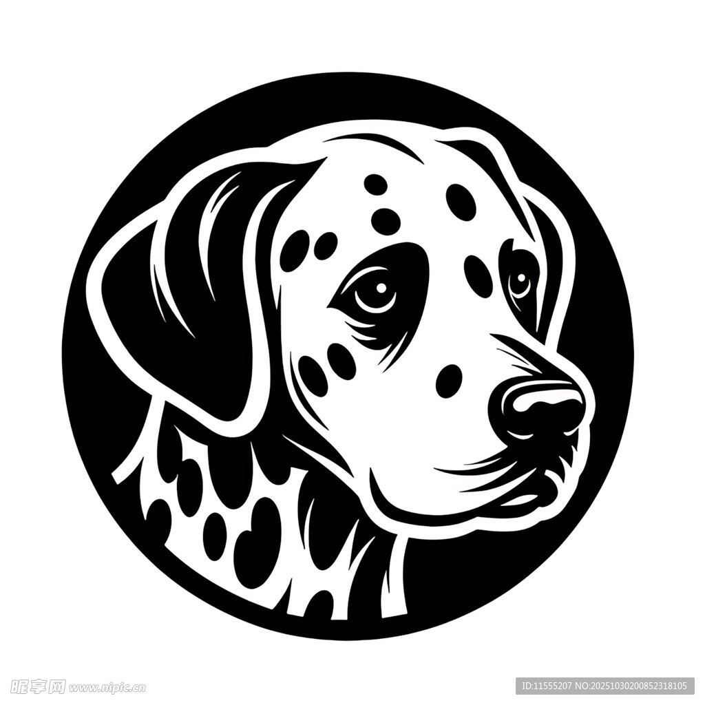 斑点狗头像图案设计