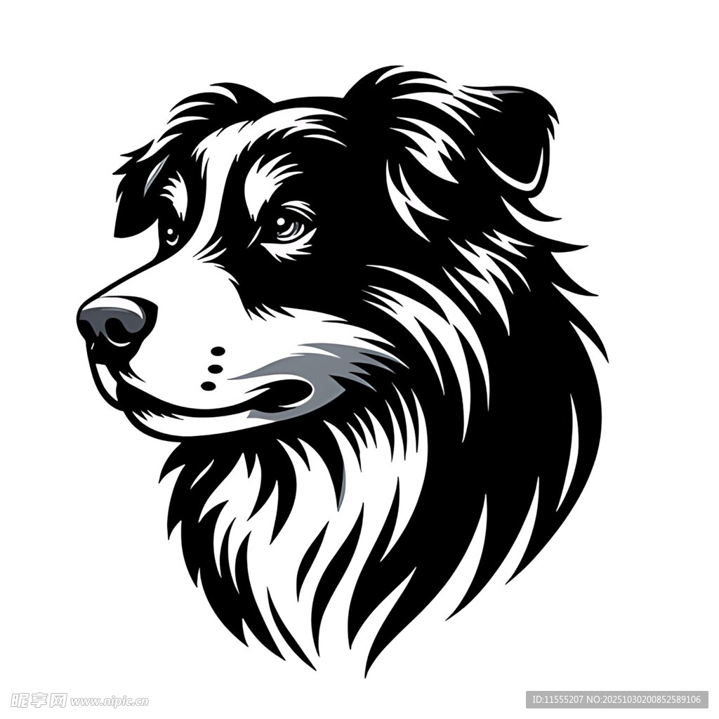 边境牧羊犬头像图案