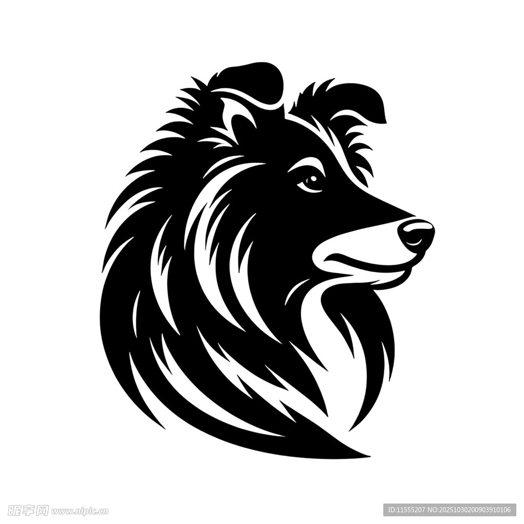 牧羊犬头像图案设计