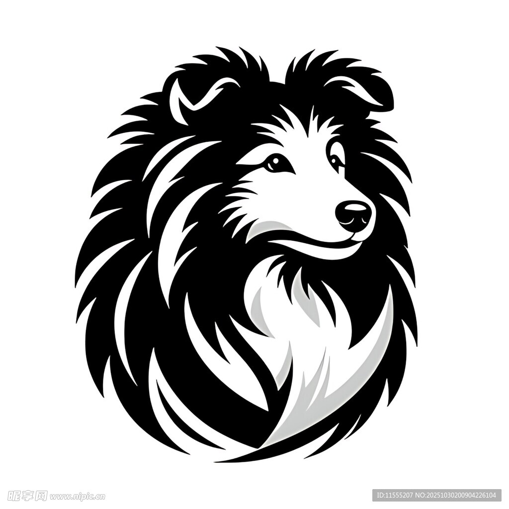 牧羊犬头像标志设计