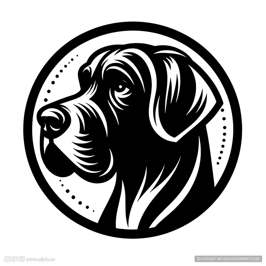 圆形轮廓中的犬类头像
