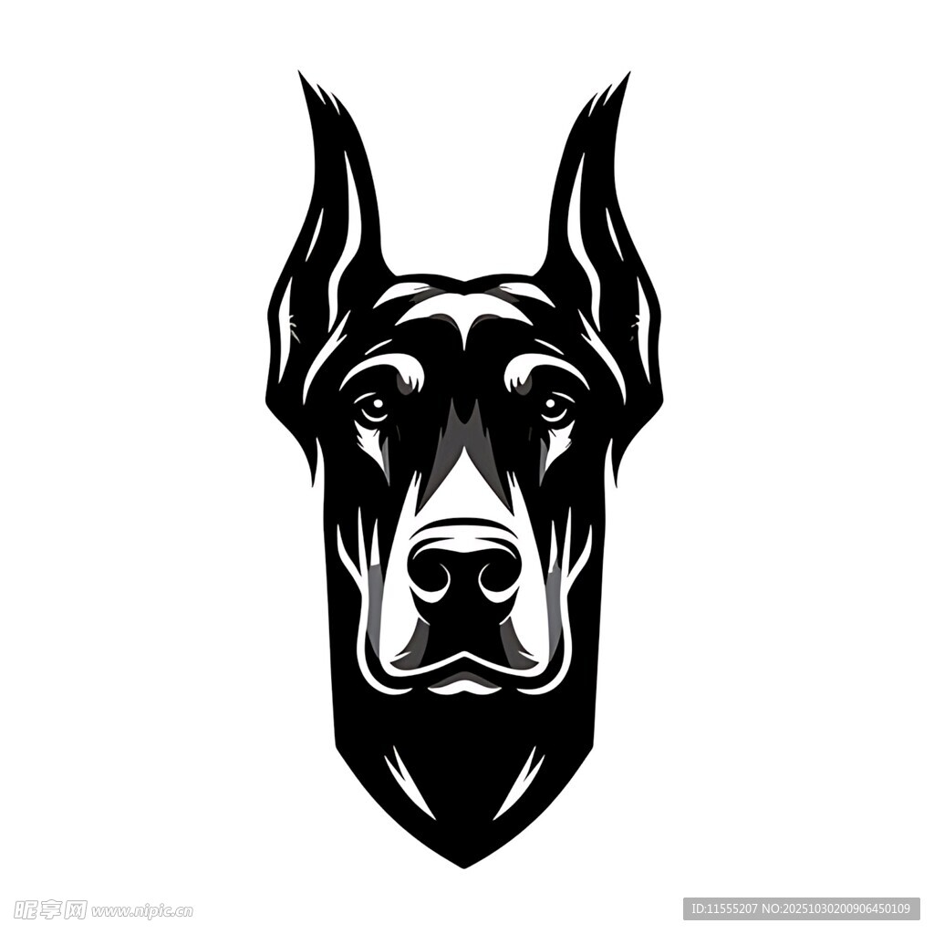 杜宾犬黑白简约头像