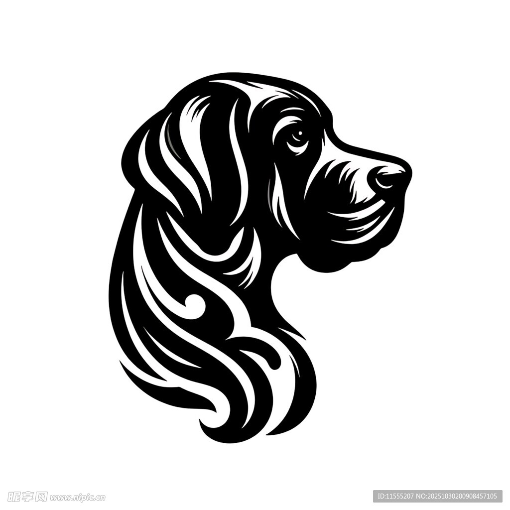 黑色猎犬头像图案