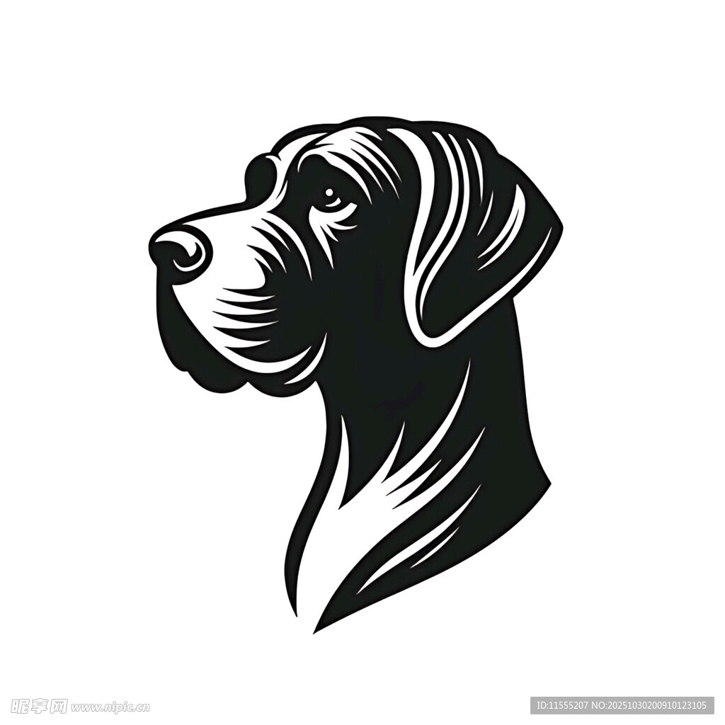 简约风格猎犬头部矢量图