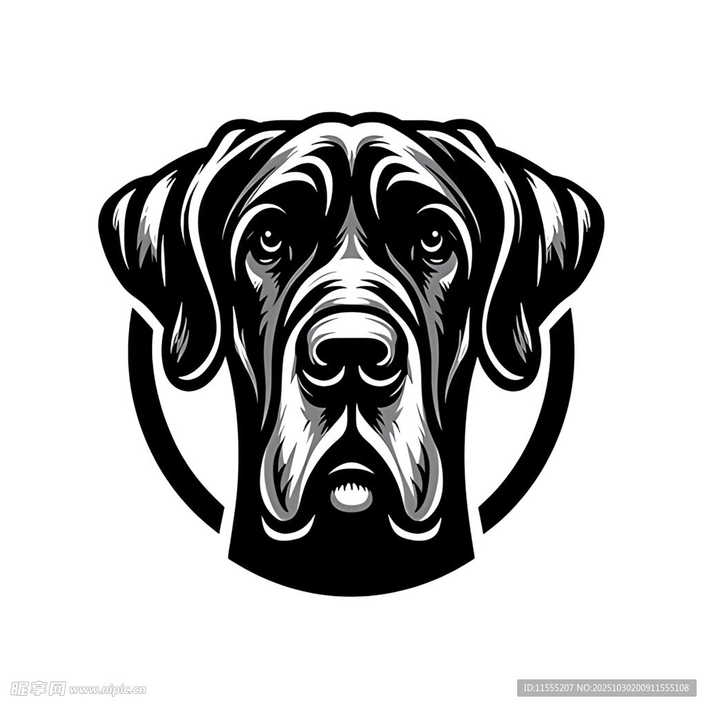 大丹犬头像标志设计