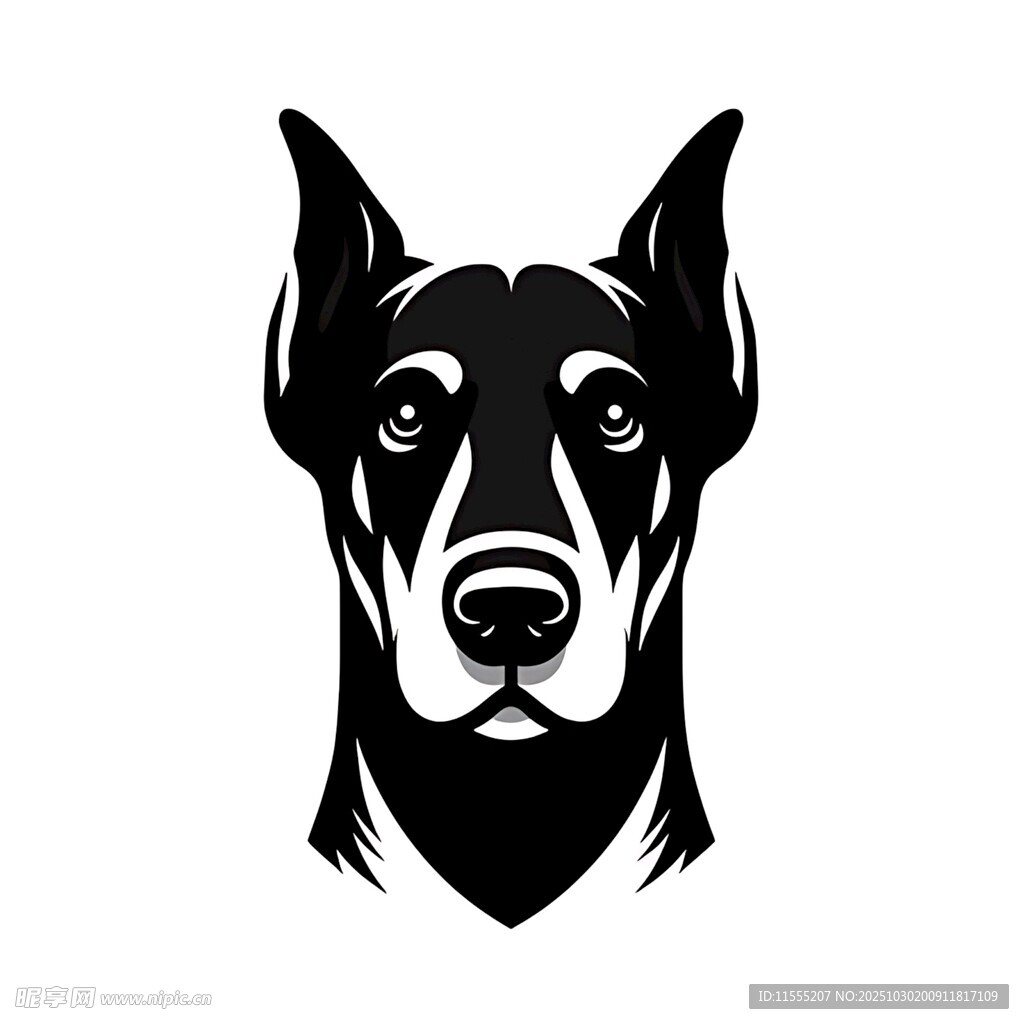 杜宾犬头像矢量插画