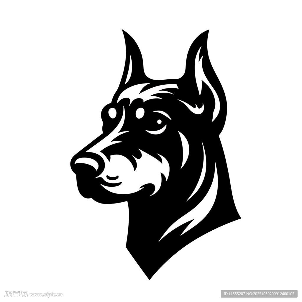 杜宾犬头像标志设计