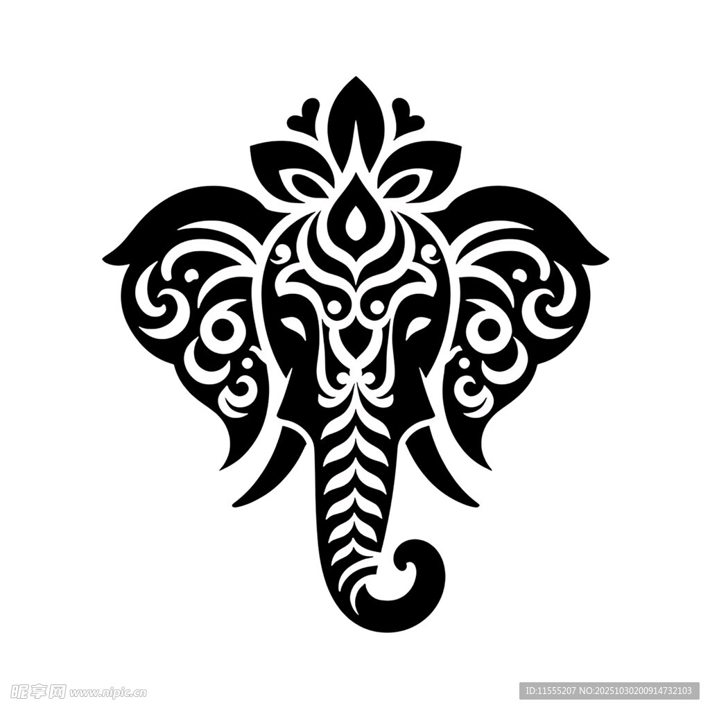 精致象头花纹图案设计