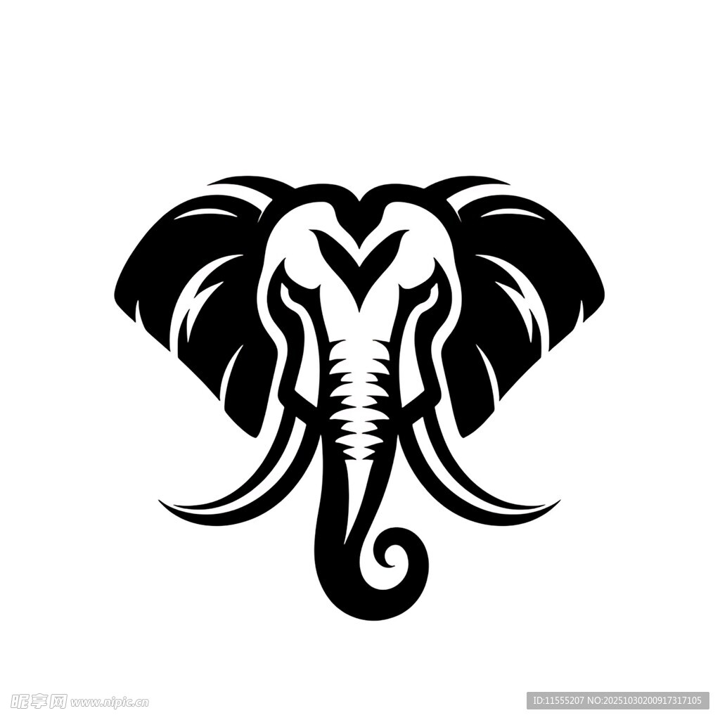 大象简约黑白标志图案