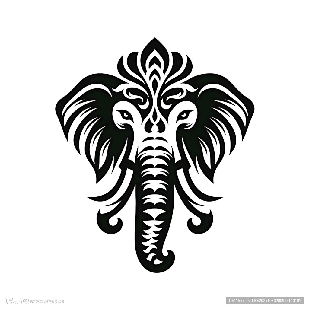 大象精美图腾图案设计