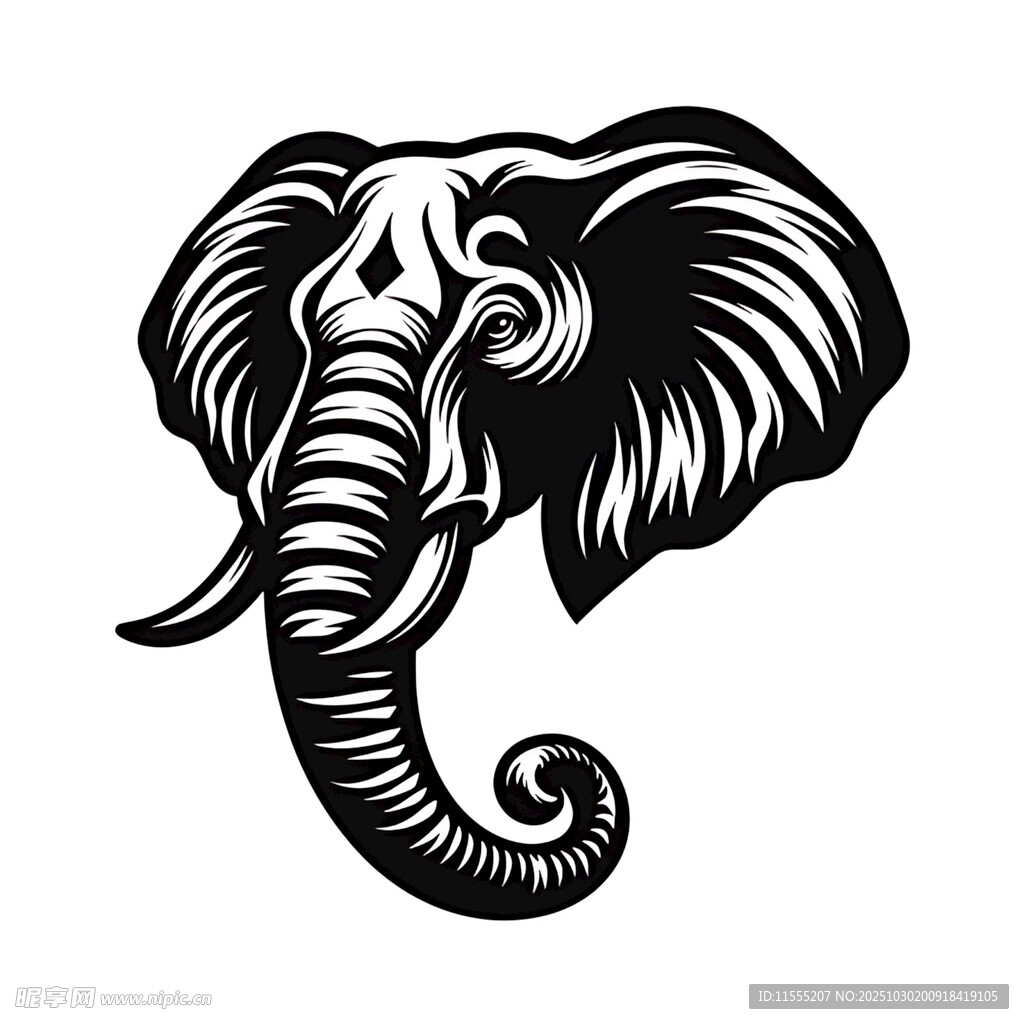 大象头骨图案设计